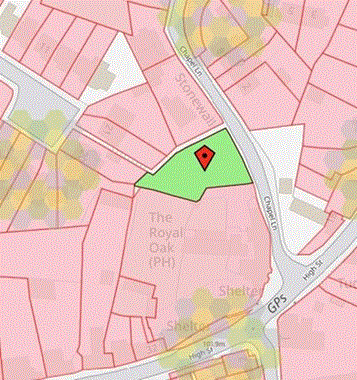 Map showing pub carpark and garden