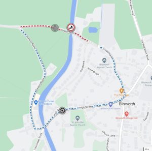 Map showing diversion for Chapel Lane closure.
