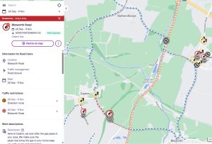 Map showing planned road closures